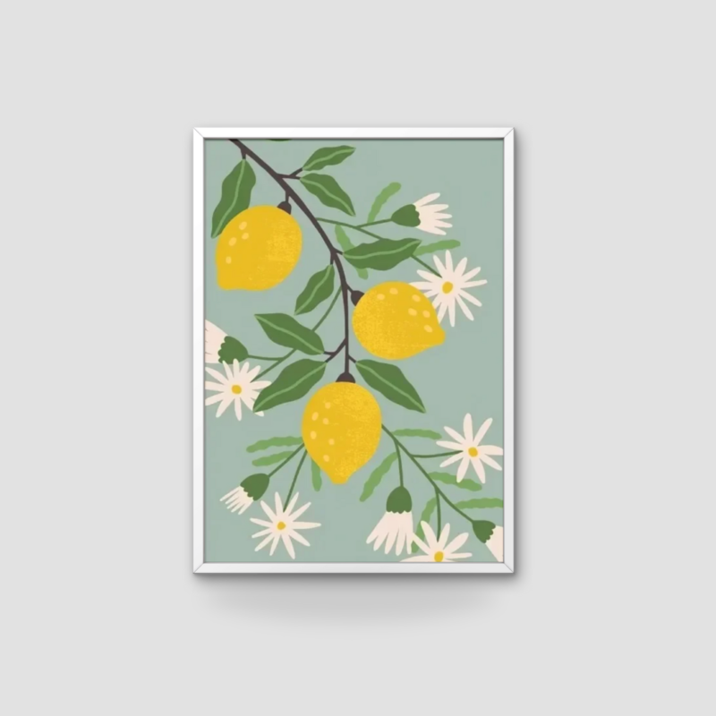 affiche murale citron vintage