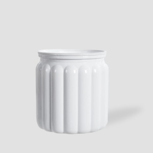 Cache pot rainures blanc