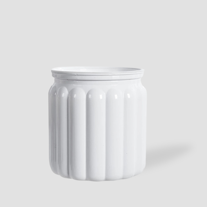 cache pot rainures blanc