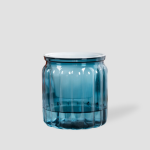 Cache pot rainures bleu