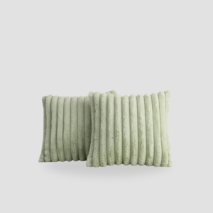 Housse de coussin fausse fourrure rayé vert