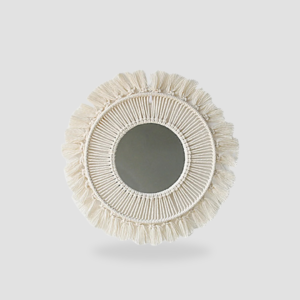 Miroir rond macramé