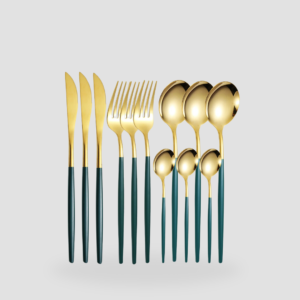 Set 12 couverts bleu et or