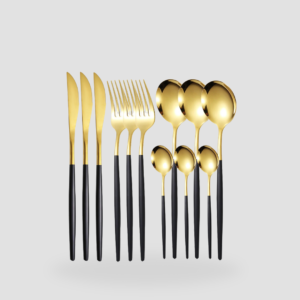 Set 12 couverts noir et or