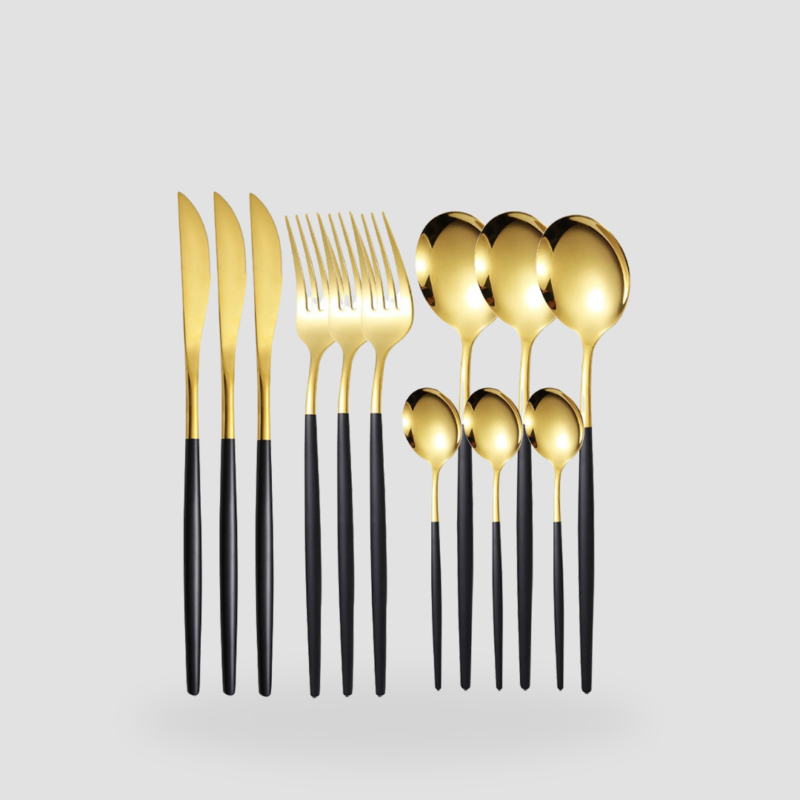 set couverts or noir